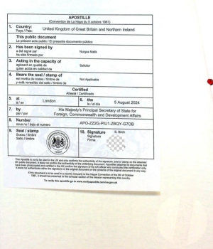 UK notarization/UK Apostille