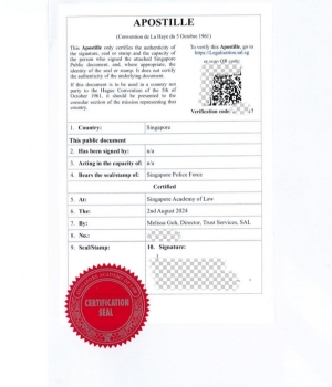 Singapore Notarization/Singapore Apostille